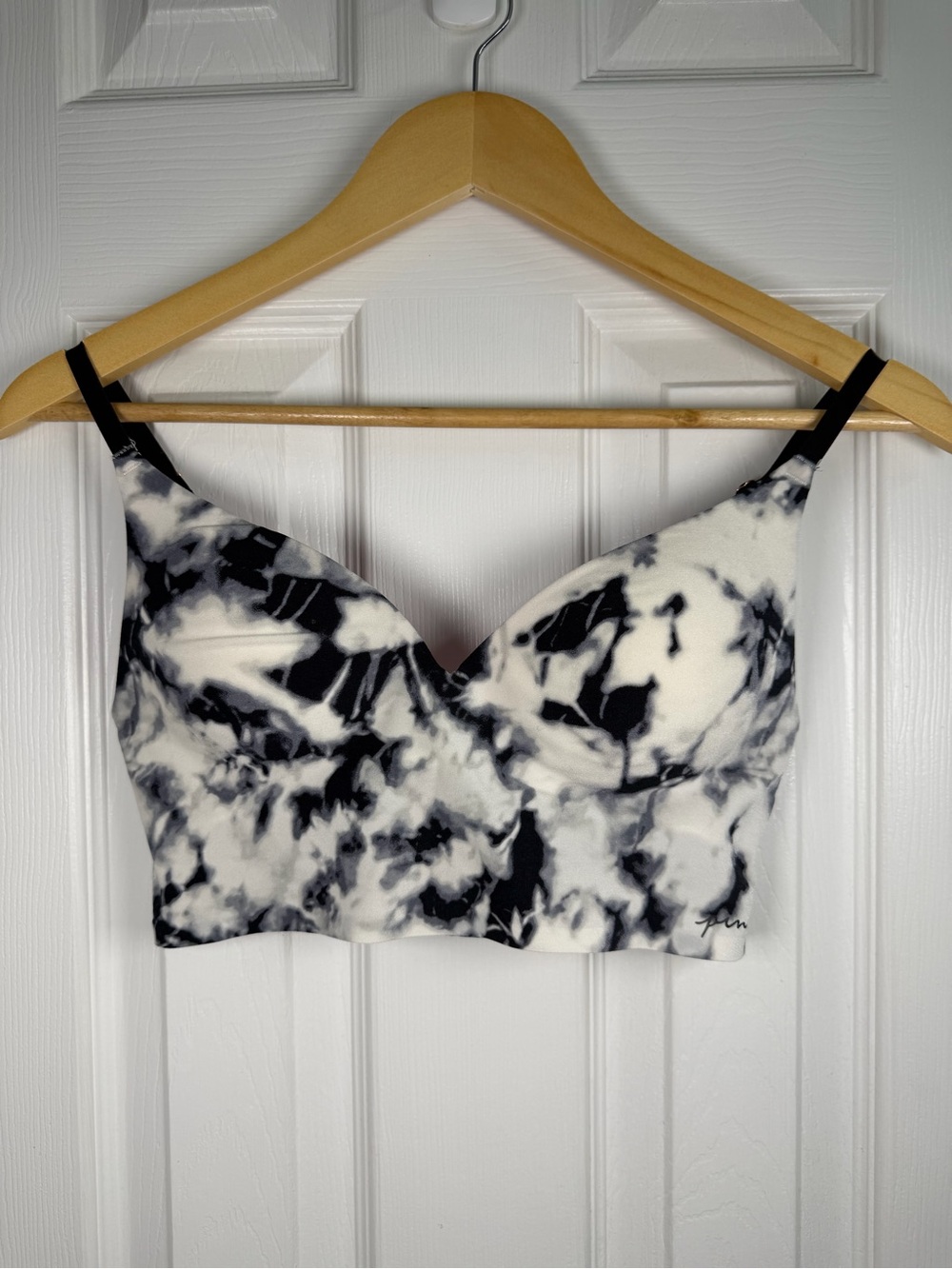 Victoria's Secret PINK Tie-Dye Push-Up Bralette S Black White Wireless Y2K